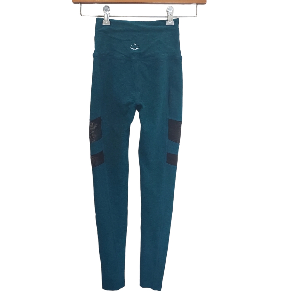 Beyond Yoga Size XS Teal Blue Leggings Mesh Panels